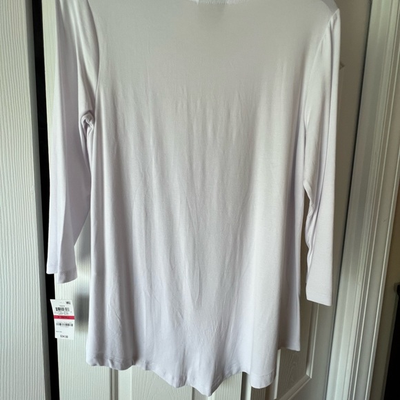 JM Collection Tees Bright White Scoop Neck 3/4 Sleeve Top Size XS, NWT. - Picture 4 of 6